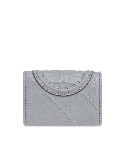 Tory Burch Gray Fleming Soft Logo Wallet
