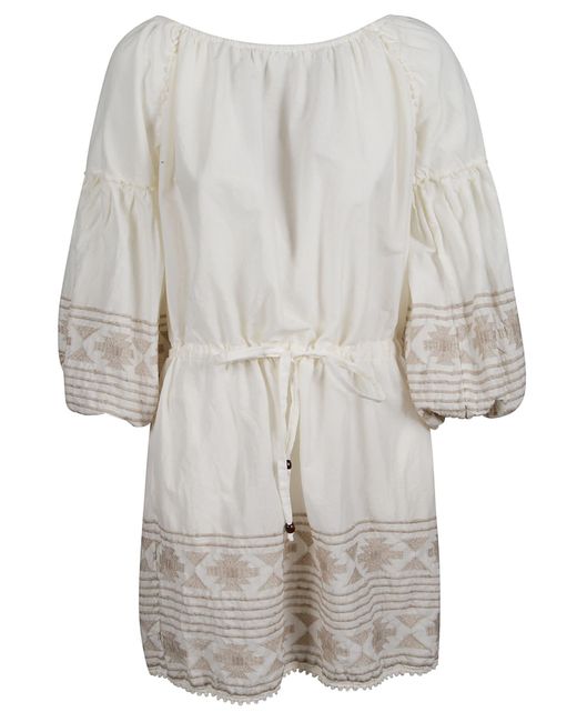 Bazar Deluxe White Ruffle Mid-Length Dress