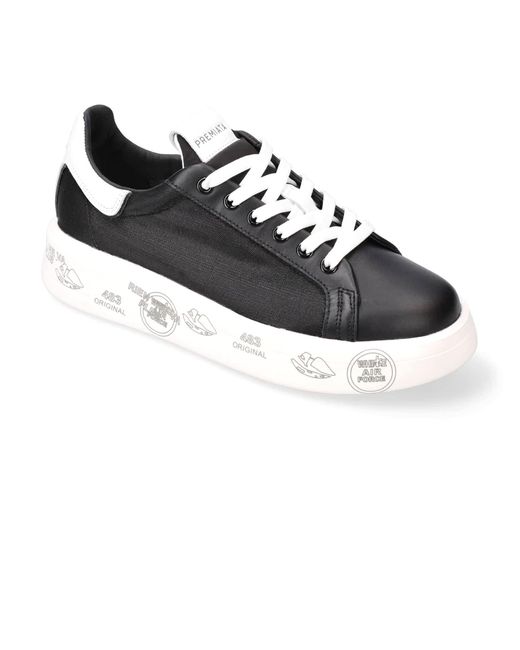 Premiata Black Leather Lace-Up Belle Sneakers