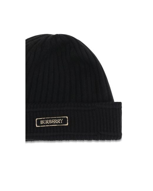 Burberry Black Wool Oves Aries Beanie Accessory for men