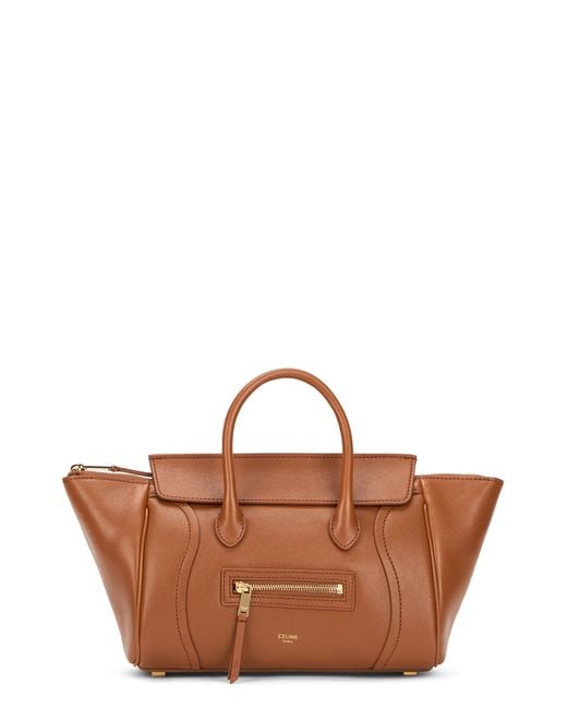 Céline Brown Luggage Handbag Leather Lambskin Handbags