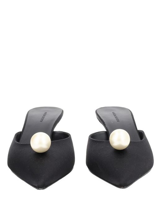 Magda Butrym Blue Silk Mules With Pearl