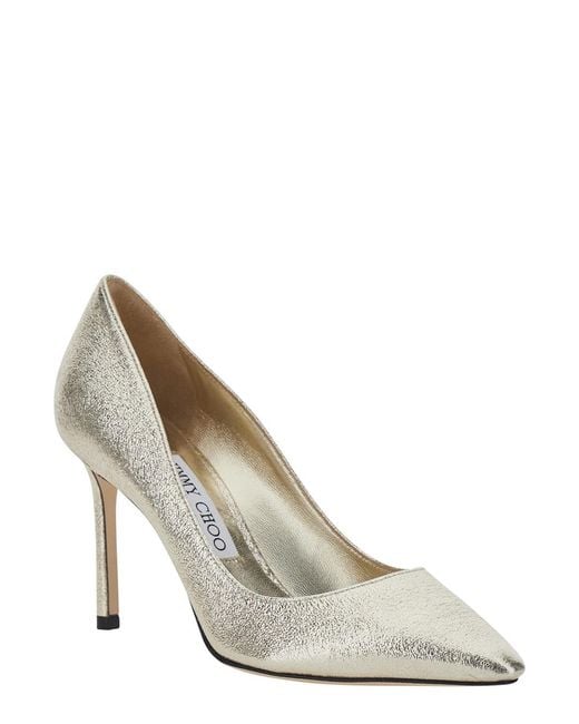 Jimmy Choo Metallic Slip-On Heels Romy Textile