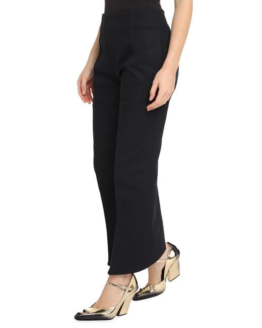 Bottega Veneta Blue High-Rise Cotton Trousers Straight