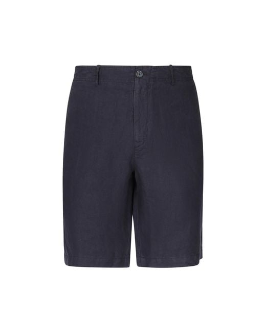 Fedeli Blue Linen Bermuda Shorts for men