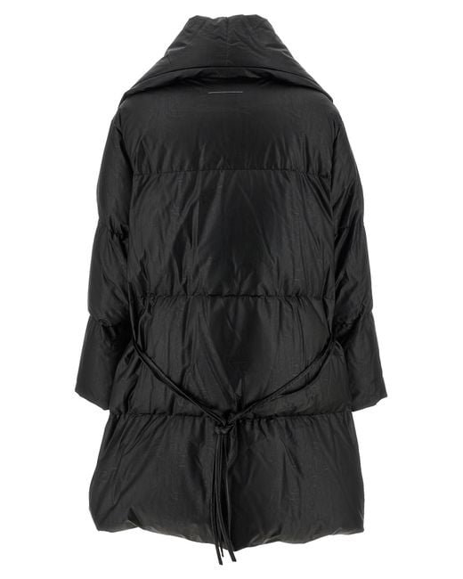 MM6 by Maison Margiela Black Scarf Down Jacket Viscose Jacket, Parka, Casual