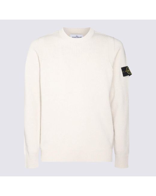 Stone Island White Wool Knitwear for men