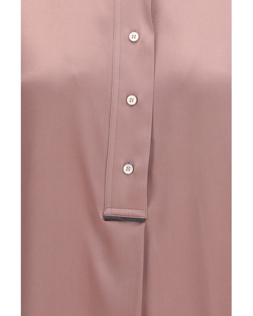 Brunello Cucinelli Pink Silk Shirt Silk; Elastane