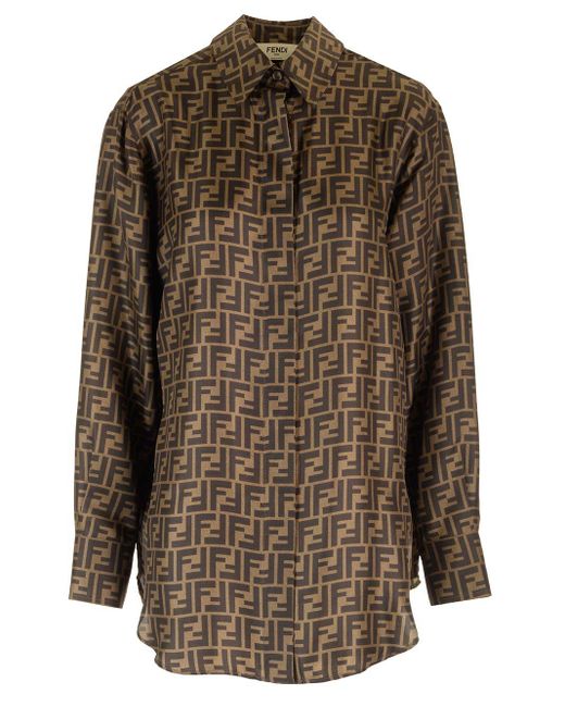 Fendi Brown Ff Silk Shirt