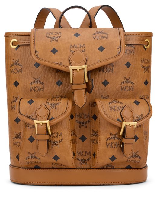 MCM Brown Backpack Synthetic Leather Polyurethane Backpacks