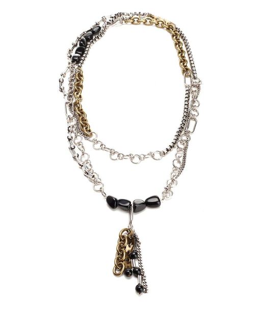 Dries Van Noten Metallic Embellished Chain Necklace for men