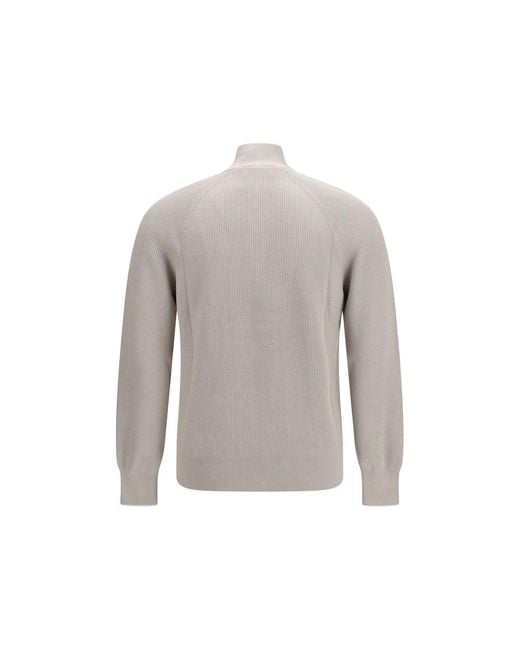 Brunello Cucinelli Gray Beige Cotton Sweatshirt for men