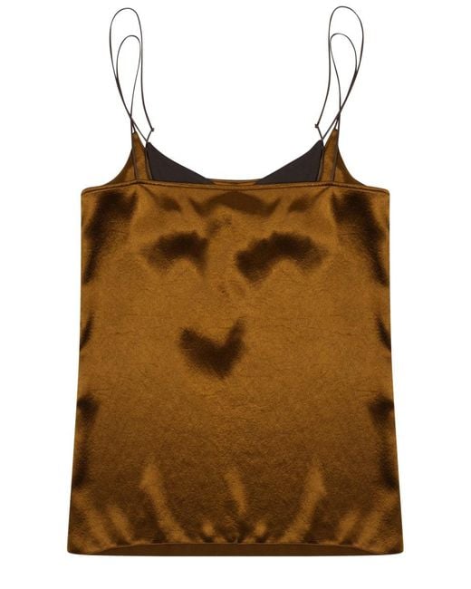Alysi Brown Top Satin Polyester Tops