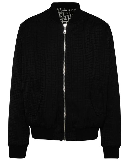 Balmain Two color Viscose Blend Bomber Jacket in Black for Men