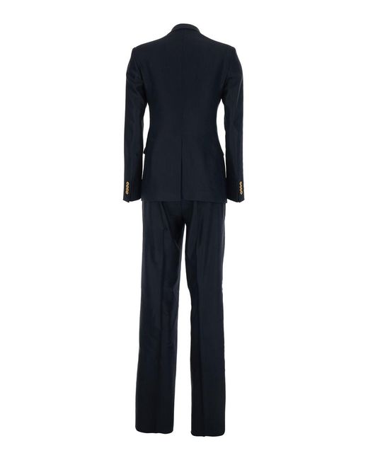 Tagliatore Blue Double-Breasted Suit Linen-Blend Trouser Suits