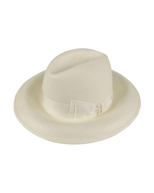 Borsalino Natural Bow Detail Woven Hat