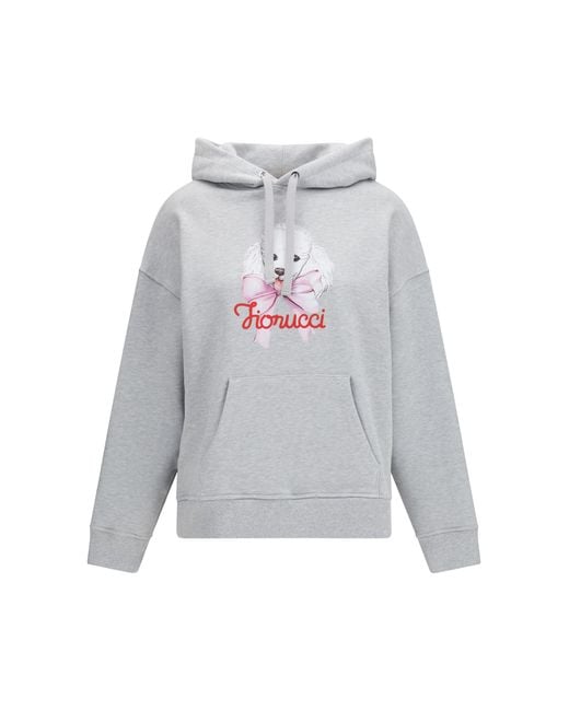 Fiorucci Gray Hoodie Poodle Print Cotton Sweatshirts