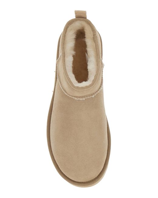 Ugg Natural Boots Classic Ultra Mini Leather Upper