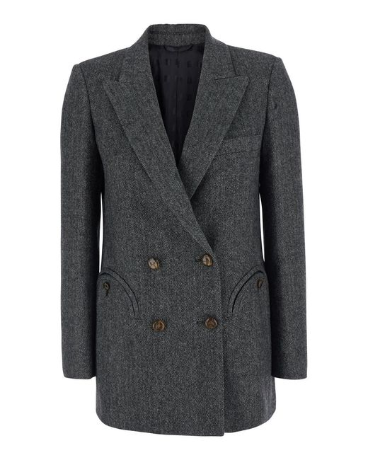 Blazé Milano Black Double-Breasted Jacket Wool Blend Virgin Blazers