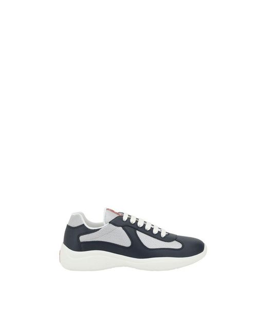 Prada Blue Calf Leather Bos Taurus Athletic Sneakers for men