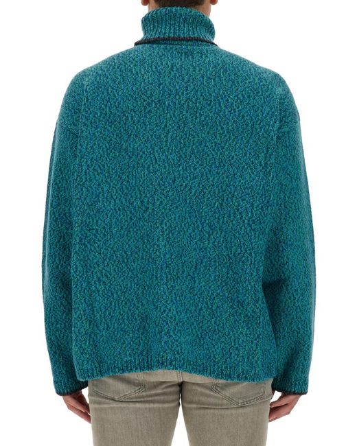 Dolce & Gabbana Blue Jersey With Logo Wool Polyamide Jumpers for men