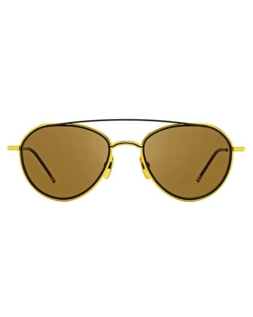 Thom Browne Black Oval Sunglasses Tb109 Ctgldnvy- 53Mm Metal(Titanium)
