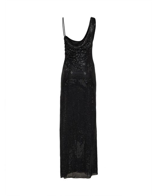 Self-Portrait Black Maxi Dress Draped Tulle Polyester