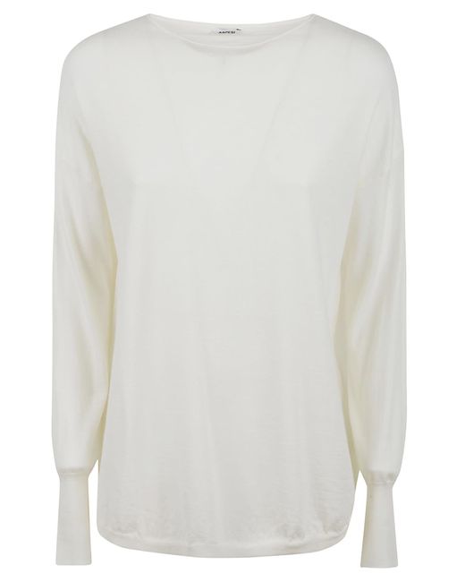Aspesi White Round Neck Plain Sweater