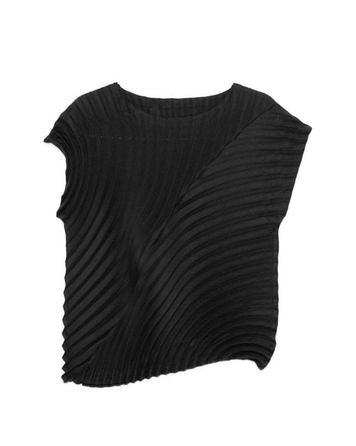 Issey Miyake Black Pleated Top