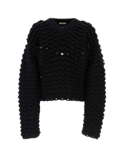 NAMACHEKO Black Wool Blend Sweater Exterior: Alpaca Acrylic Maglieria for men