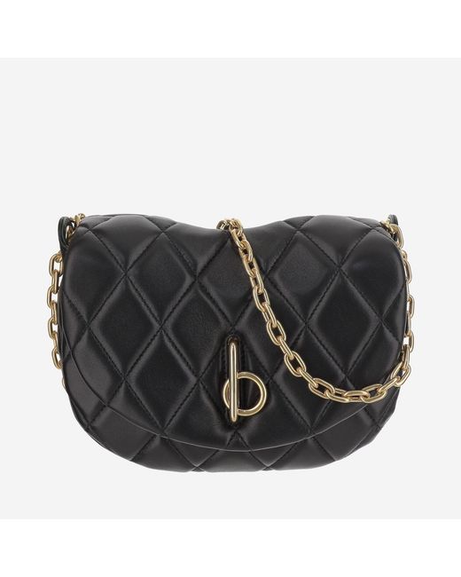 Burberry Black Quilted Leather Rocking Horse Bag Lamb Shoulder