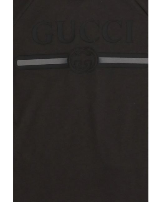 Gucci Black Logo T-Shirt For Boy Cotton T-Shirts