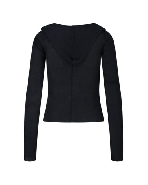 Rick Owens Blue Hooded Sweater