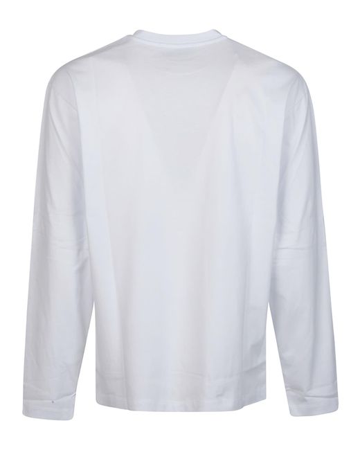 MSGM White Logo Print Long Sleeve T-Shirt for men