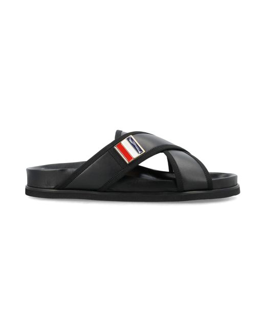 Thom Browne Black Criss Cross Loafer Sandal for men