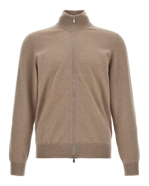 Brunello Cucinelli Brown Zip Cardigan for men