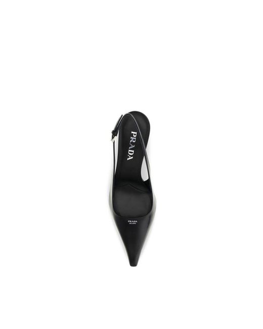 Prada Black Calf Leather Bos Taurus High Heel Pumps