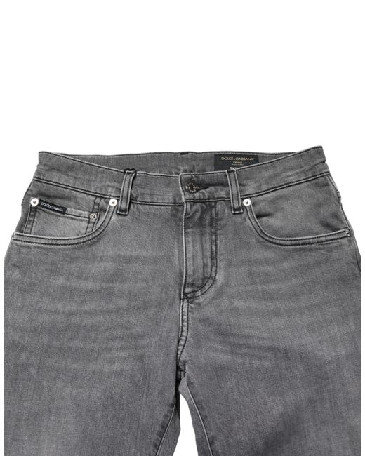 Dolce & Gabbana Gray Cotton Mid Waist Skinny Denim Jeans Co+02 Clothing for men