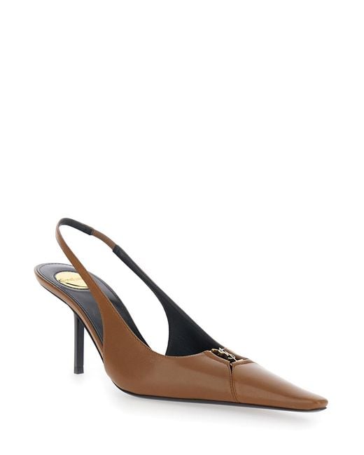 Saint Laurent Brown Pumps Babylone Leather Lamb