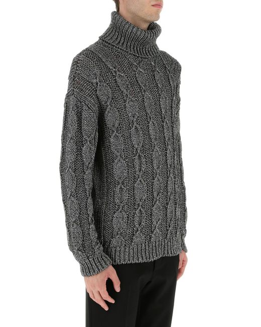Saint Laurent Gray Melange Viscose Blend Sweater for men