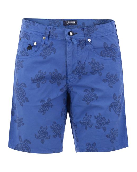 Vilebrequin Blue Bermuda Shorts With Ronde Des Tortues Resin Print for men