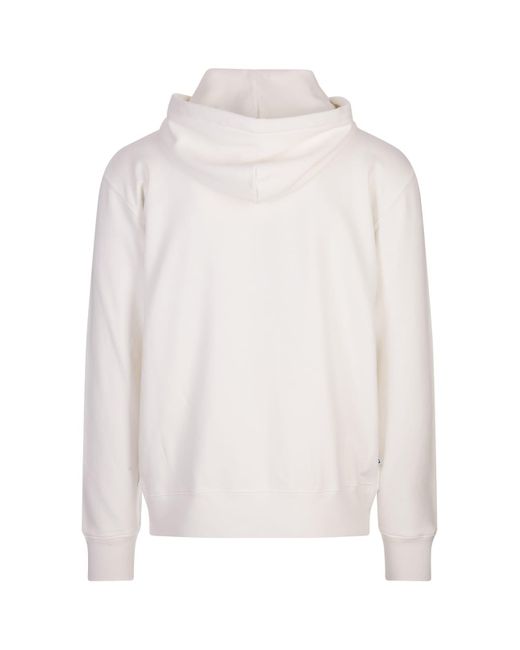 Autry White Cotton Zip-up Hoodie for men