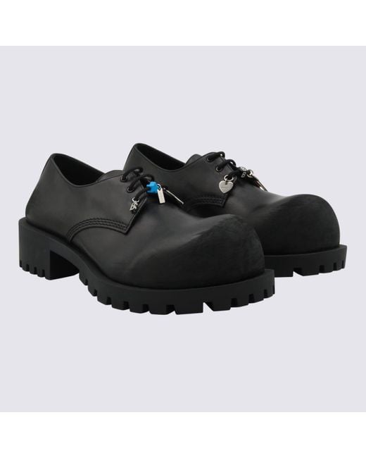 Balenciaga Black Leather Lace Up Shoes for men