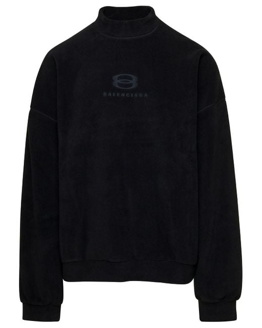Balenciaga Black Crewneck Sweater Unity Embro Fleece for men