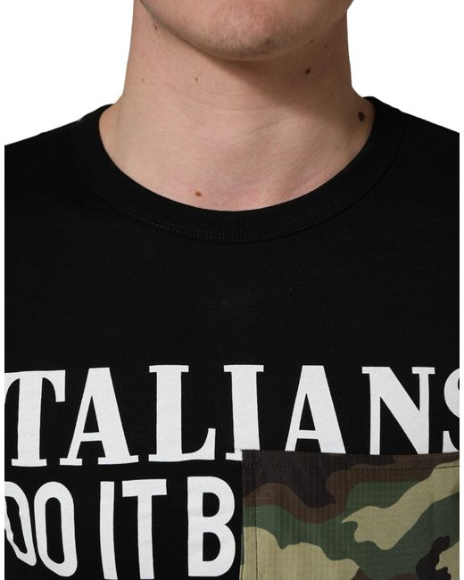 Dolce & Gabbana Black Italians Do It Better Camo Pocket Men T for men