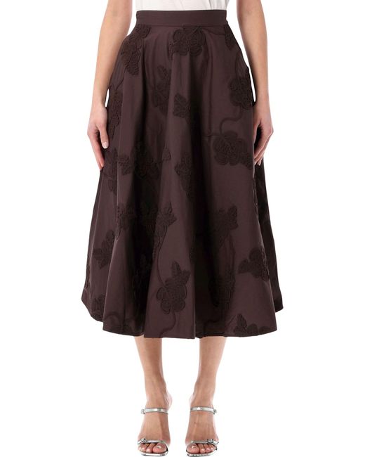 ROTATE BIRGER CHRISTENSEN Brown Rotate Floral Maxi Skirt