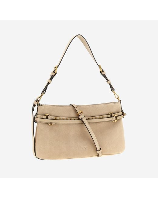 Pinko Natural Shoulder Bag Suede