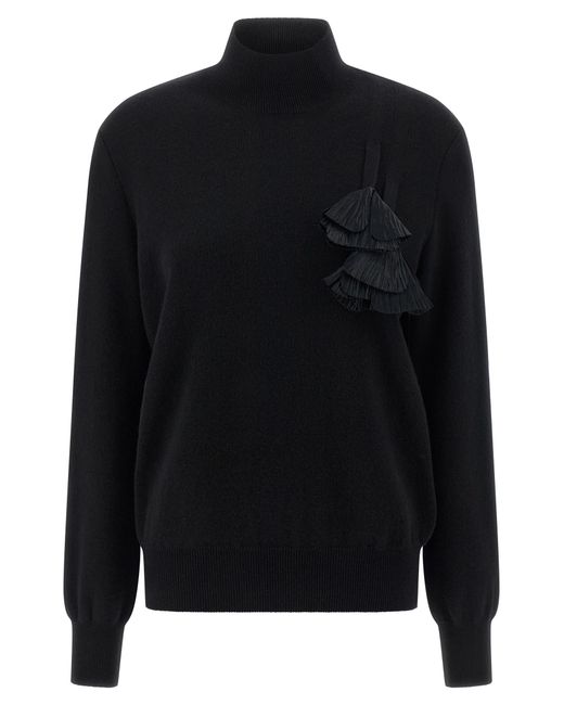 Ferragamo Black Floral Insert Sweater