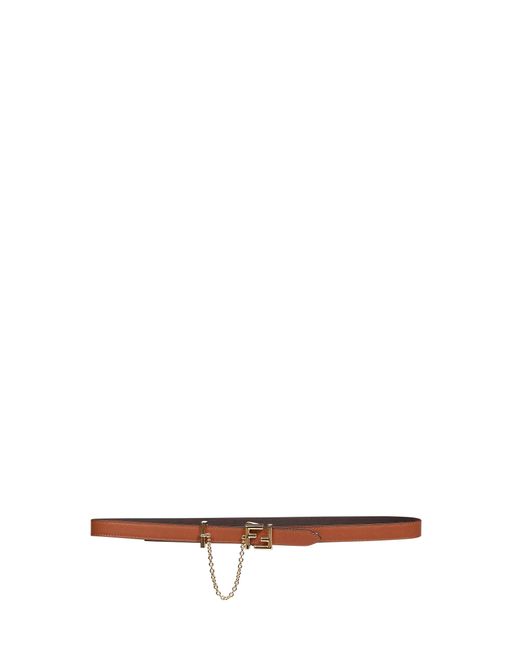 Fendi White Two-Tone Leather Reversible Ff Belt