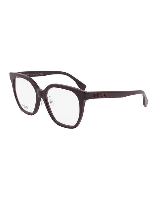 Fendi Brown Eyeglasses Square Full Rim, Shiny Frame And Clear Demo Lens Fe50087F081